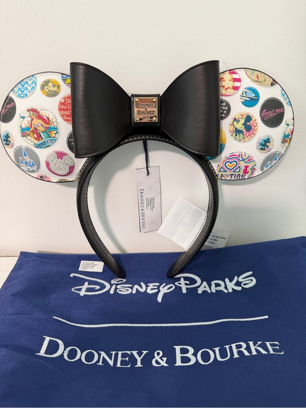 2025 Disney Parks Dooney & Bourke Retro Disney Buttons Minnie Ears Headband NEW